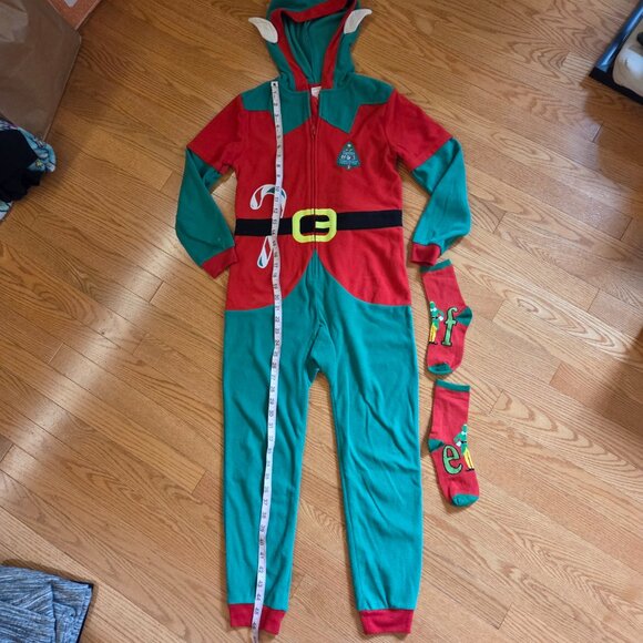 Elf Onesie Pajama Suit Kids Youth Size 8 Cat and Jack PJs Costume Sleep Sac - Picture 1 of 4
